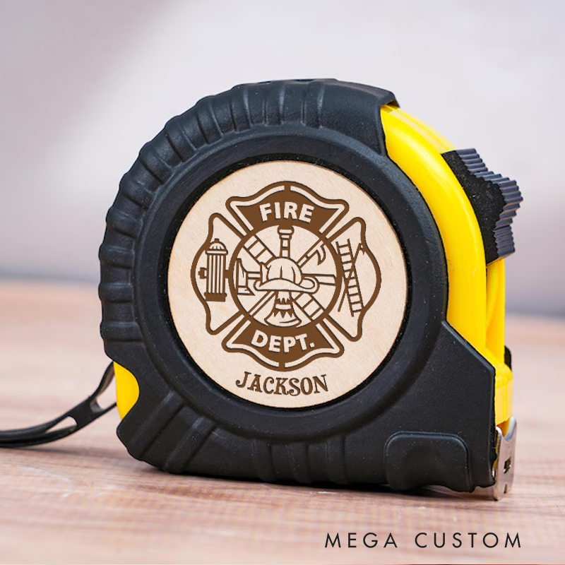 Personalized Fire Dept Measure Tape Custom Engraved Gift for Firefighters