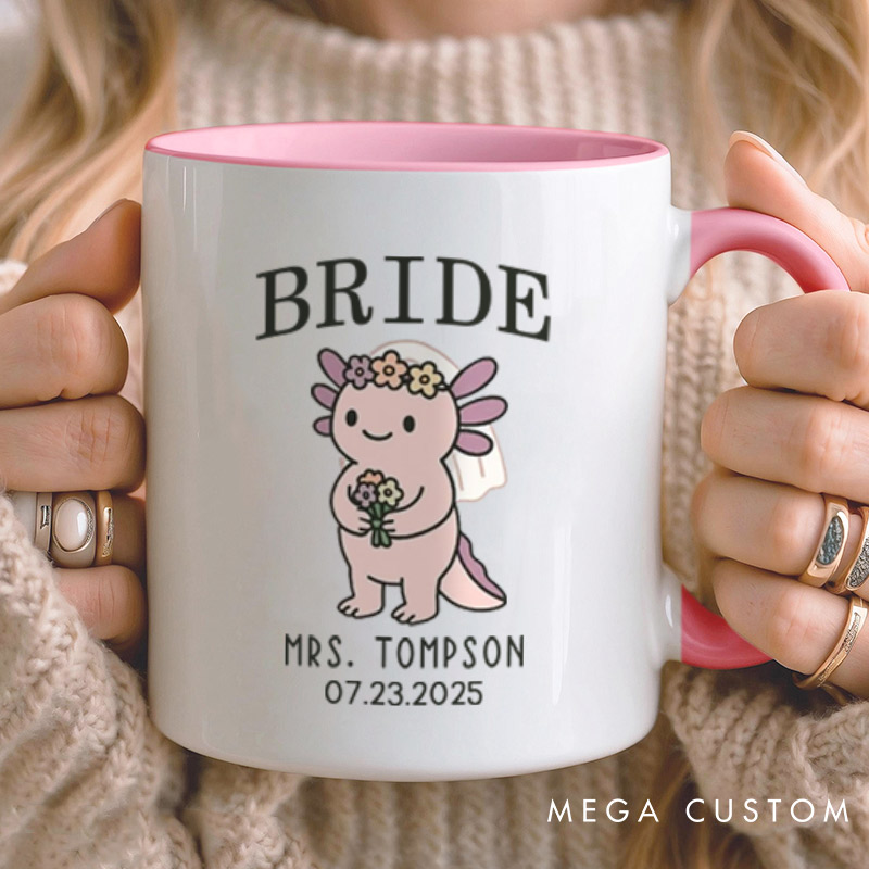 Personalized Cute Bride and Groom Axolotl Wedding Couple Mugs