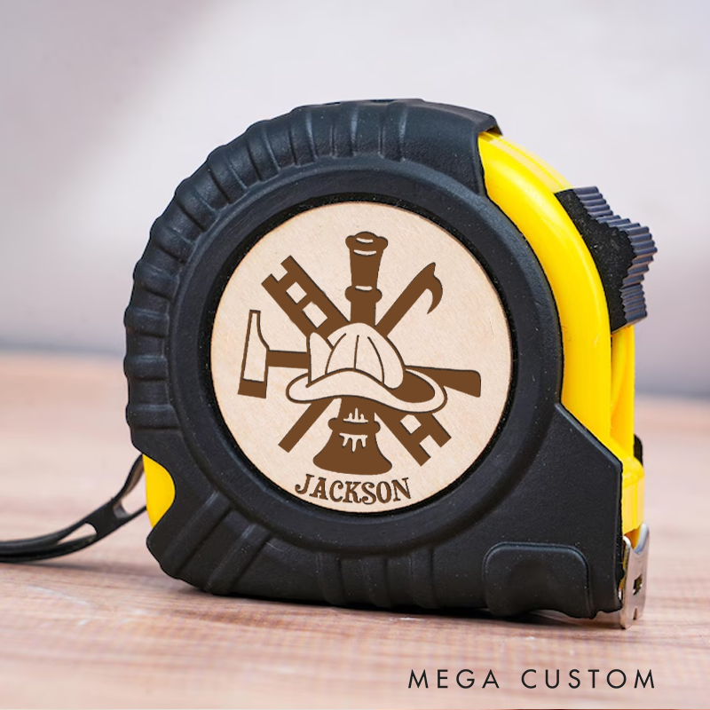 Personalized Firefighter Measure Tape with Firefighter Tools Emblem Gift for Firefighters