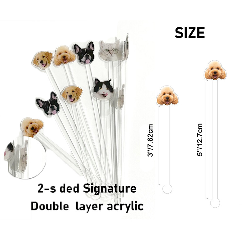 Personalized Pet Lover Watercolor Acrylic Cocktail Stir Sticks