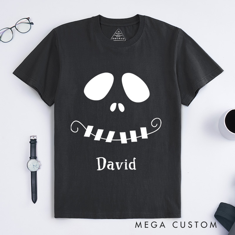 Personalized Spooky Smile Halloween T-Shirt Perfect for Adding a Playful and Festive Touch T-Shirt