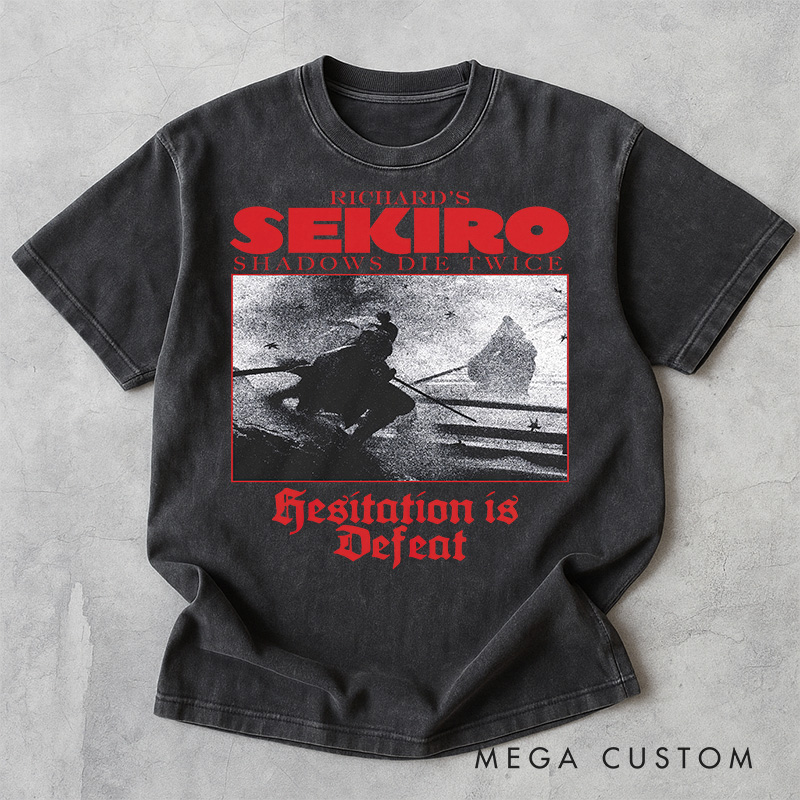 Personalized One Armed Wolf Japanese Game Washed T-Shirts Video Game Tshirt Die Twice Shirt Halloween