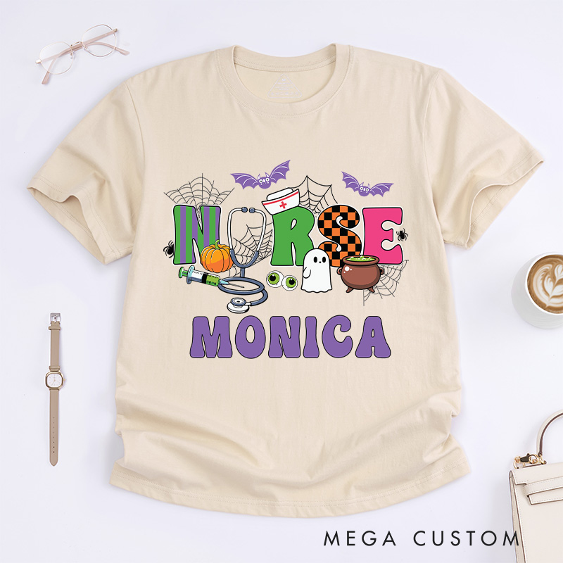 Personalized Nurse T-Shirts Halloween Nurse Design T-Shirts Nurse Halloween Gifts