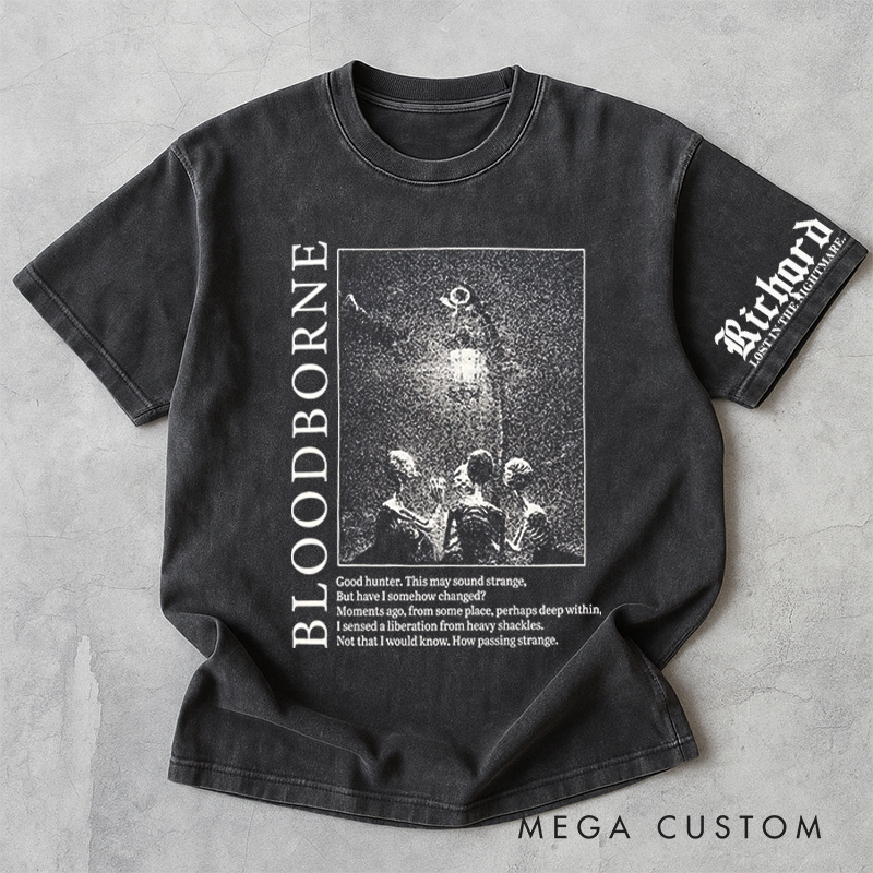 Personalized Good Hunter Gothic Game Washed T-Shirts Video Game Tshirt Nightmare Hunter Shirt Halloween