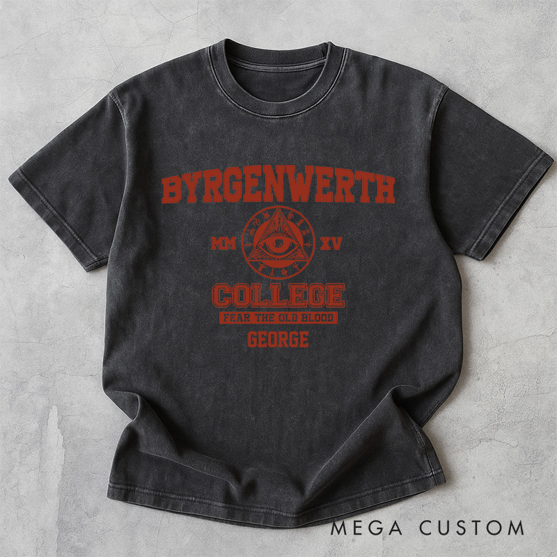 Personalized Byrgenwerth College Gothic Game Washed T-Shirts Video Game Tshirt Nightmare Hunter Shirt Halloween