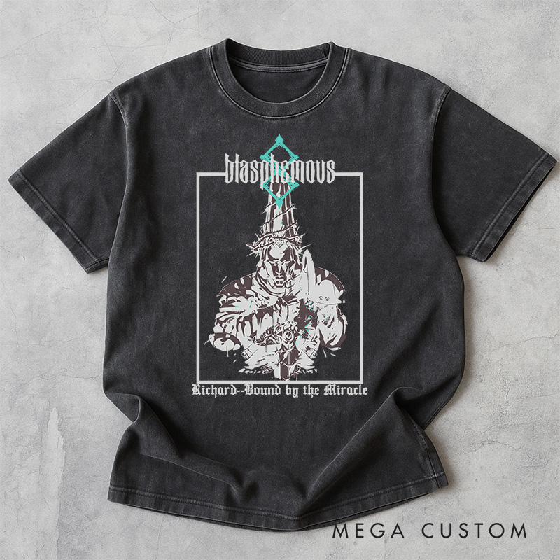 Personalized Blasphemous Gothic Game Washed T-Shirts Video Game Tshirt Nightmare Hunter Shirt Halloween