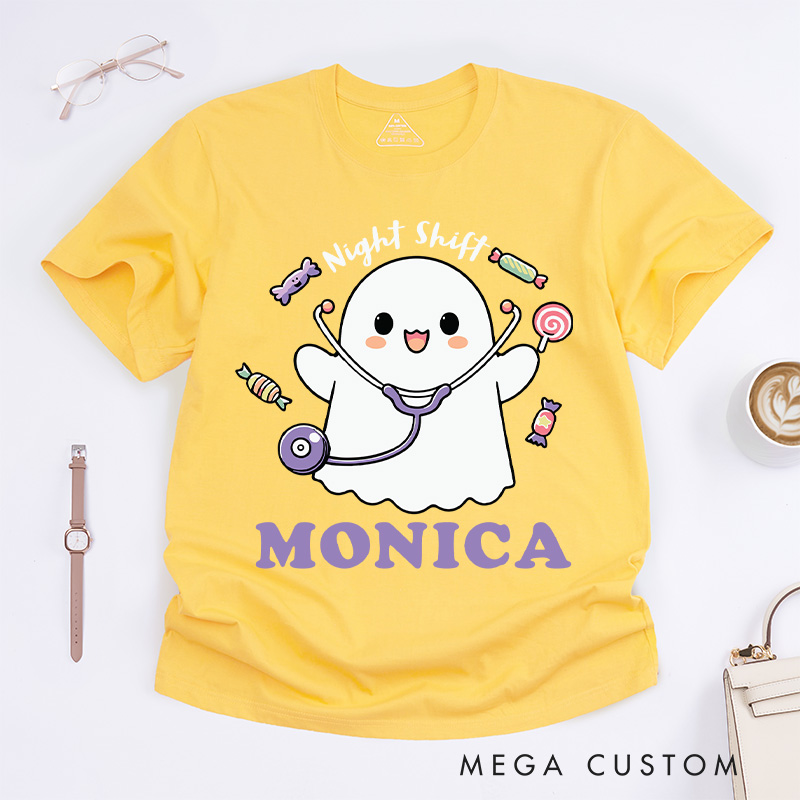 Personalized Nurse T-Shirts Night Shift Design T-Shirts Nurse Halloween Gifts