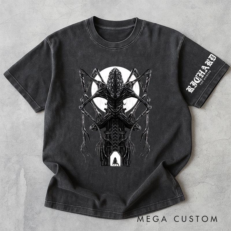 Personalized Yharnam the Hunter Gothic Game Washed T-Shirts Video Game Tshirt Nightmare Hunter Shirt Halloween