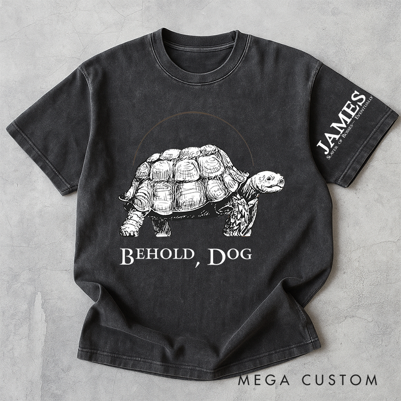 Personalized Behold Dog Gothic Game Washed T-Shirts Video Game Tshirt Soulslike Shirt Halloween