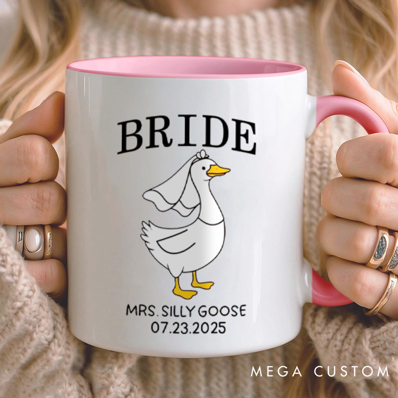 Personalized Bride and Groom Silly Goose Mr and Mrs Matching Wedding Couple Mugs