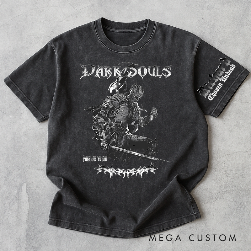 Personalized Prepare to Die Gothic Game Washed T-Shirts Video Game Tshirt Undead Shirt Halloween