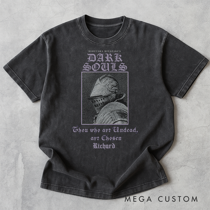 Personalized Chosen Undead Gothic Game Washed T-Shirts Video Game Tshirt Undead Shirt Halloween