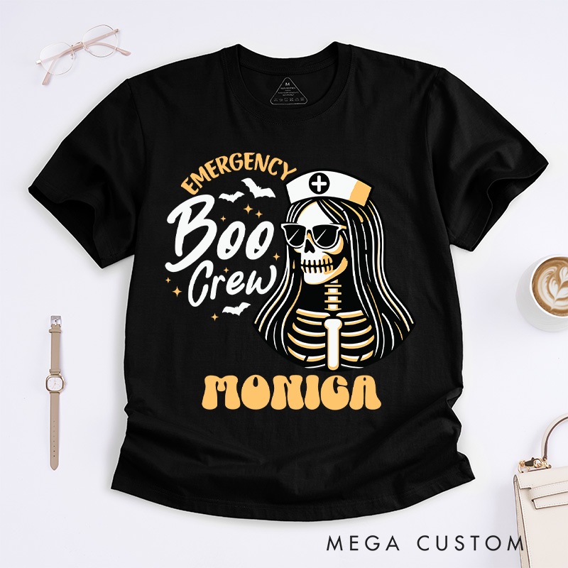 Personalized Nurse T-Shirts Emergency Boo Crew Design T-Shirts Nurse Halloween Gifts