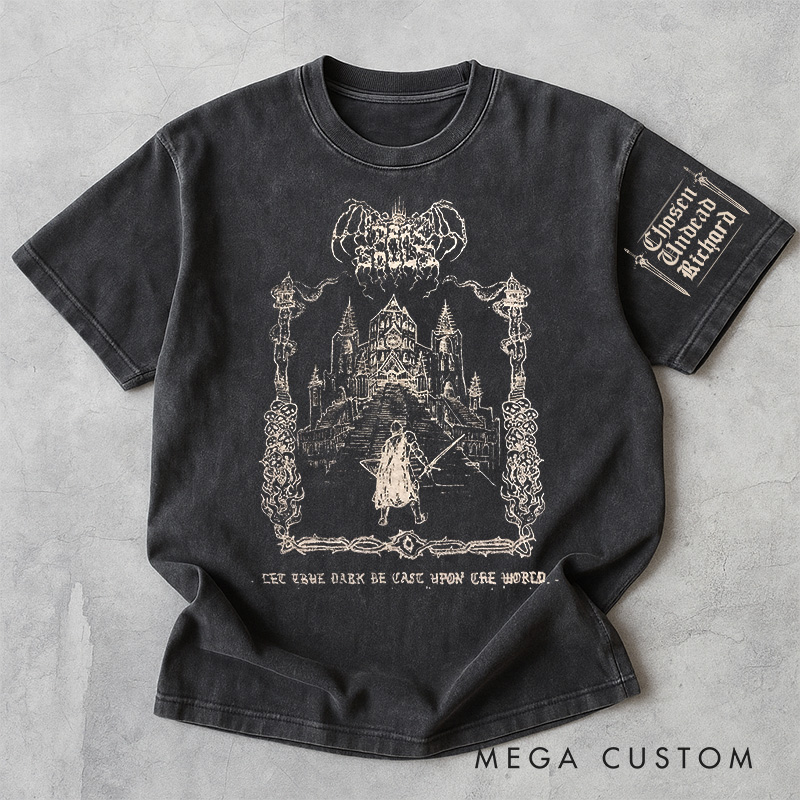 Personalized Dark World Gothic Game Washed T-Shirts Video Game Tshirt Undead Shirt