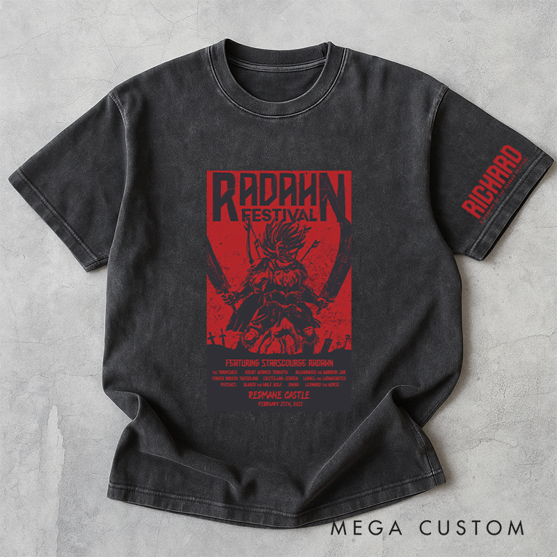 Personalized Red Radahn Festival Gothic Game Washed T-Shirts Video Game Tshirt Soulslike Shirt Music Lover