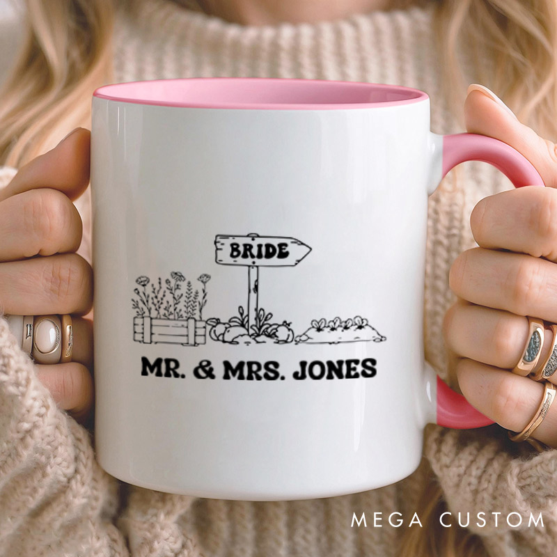 Personalized Rustic Bride and Groom Countryside Matching Wedding Couple Mugs
