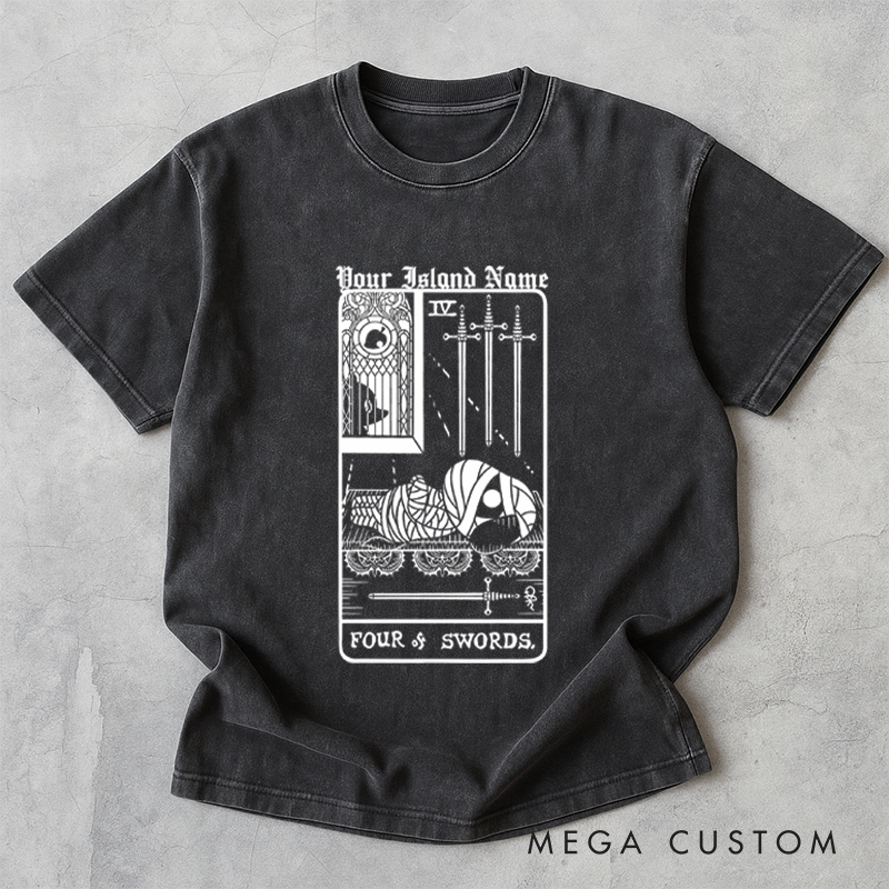 Personalized Four of Swords Washed T-Shirts Video Game Tshirt Island Building Game Shirt