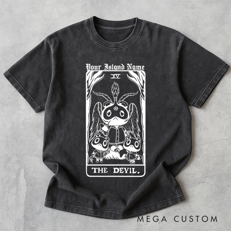 Personalized the Devil Washed T-Shirts Video Game Tshirt Island Building Game Shirt