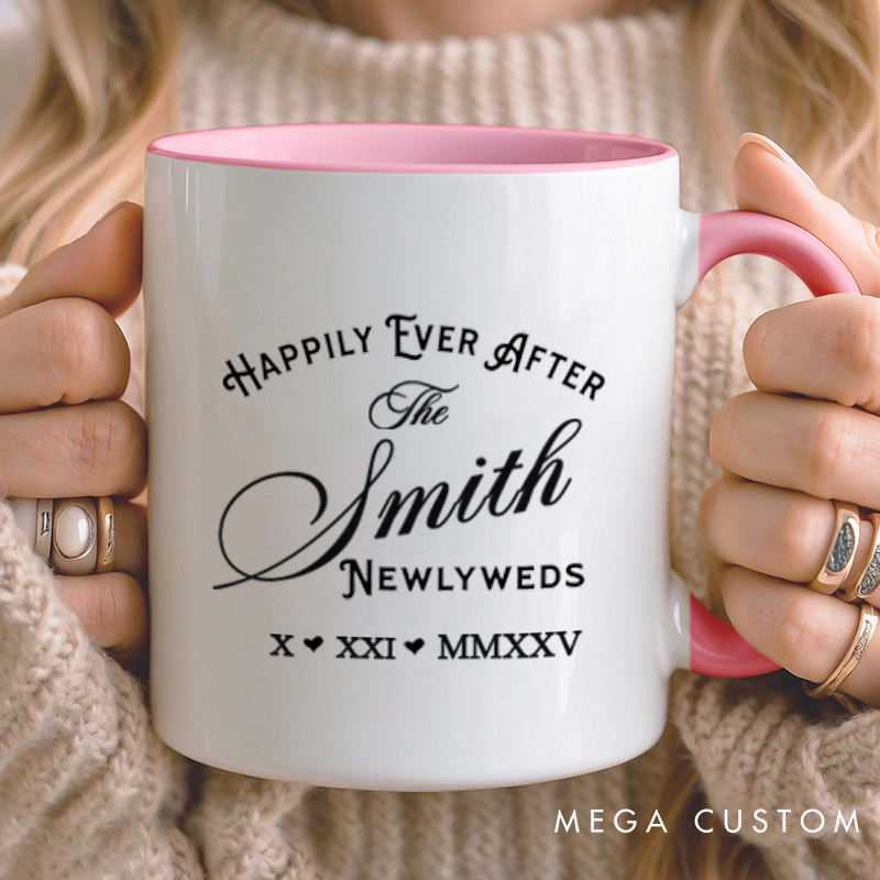 Personalized Newlyweds Happily Ever After Wedding Couple Mugs