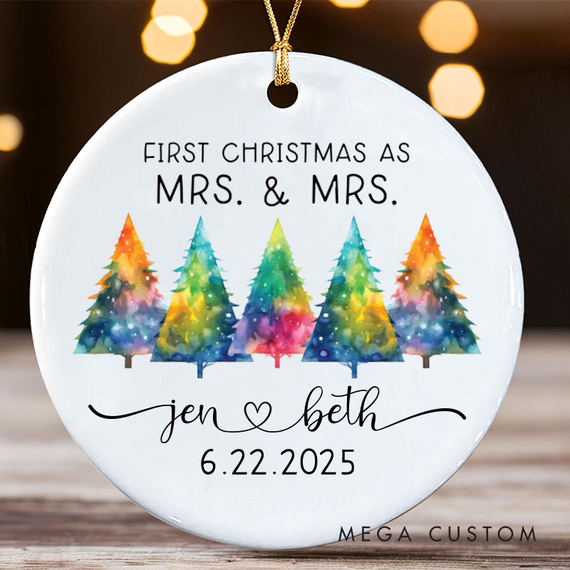 Personalized First Christmas as Mrs and Mrs Ornament LGBTQ Lesbian Christmas Trees Ornament Xmas Decor for LGBTQA+ Lesbian