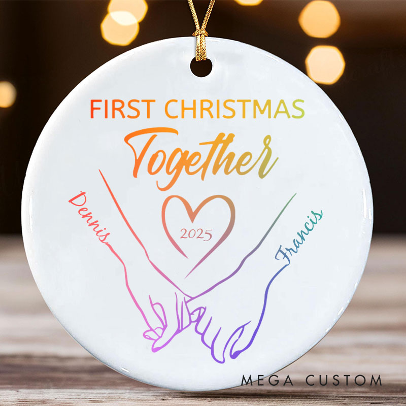 Personalized First Christmas Together Ornament LGBTQ Lesbian Gay Hand in Hand Christmas Ornament LGBTQA+ Xmas Ornament