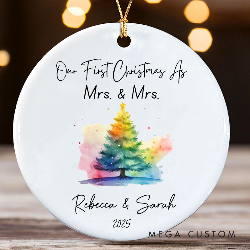 Personalized Our First Christmas as Mrs and Mrs Ornament LGBTQ Lesbian Ornament Pride LGBTQA+ Christmas Ornament for Her