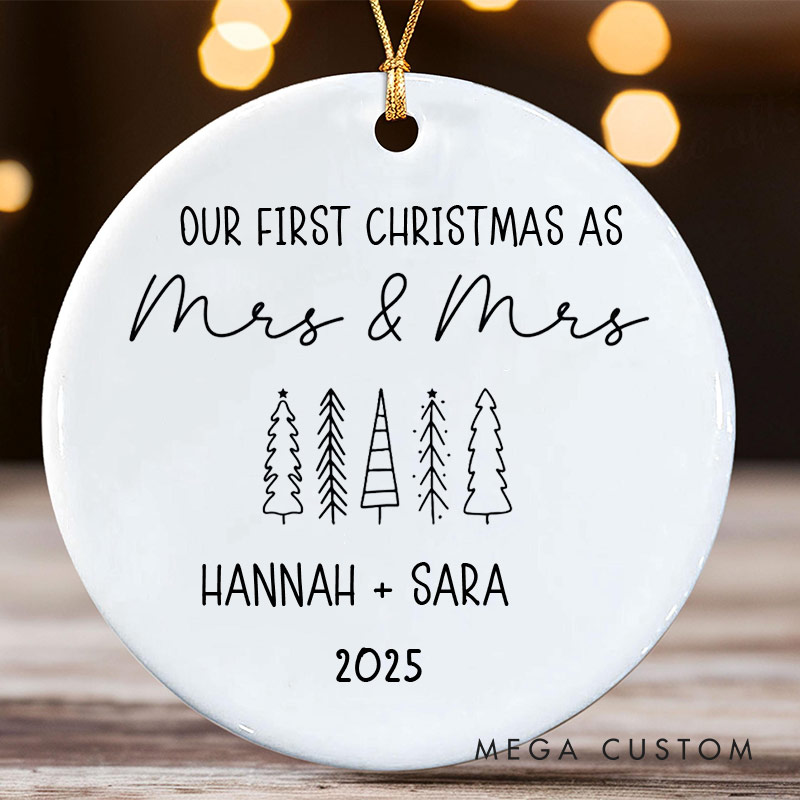 Personalized Our First Christmas as Mrs and Mrs Ornament LGBTQ Lesbian Wedding Christmas Ornament Pride LGBTQA+ Ornament for Her