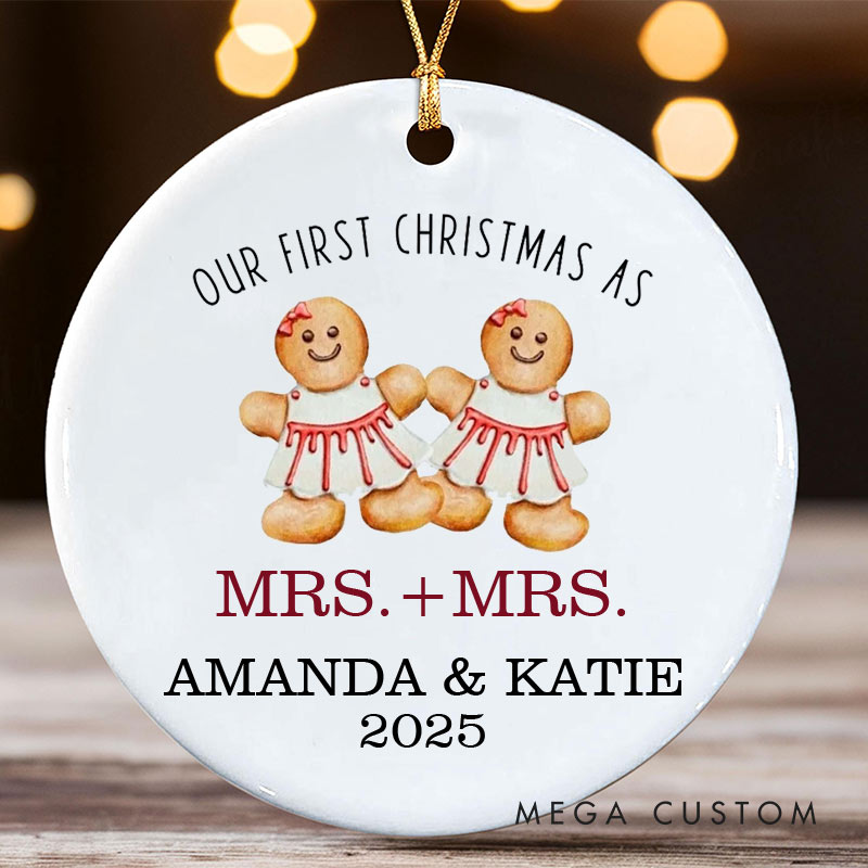Personalized Our First Christmas as Mrs and Mrs Ornament Lesbian Married Christmas Ornament LGBTQ Ornament for Her