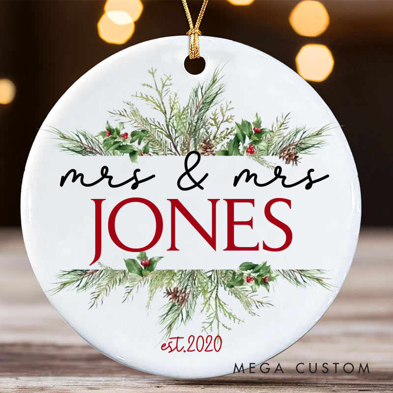 Personalized LGBTQ Christmas Ornament Lesbian Gay Married Christmas Ornament LGBTQ Ornament for Her Him