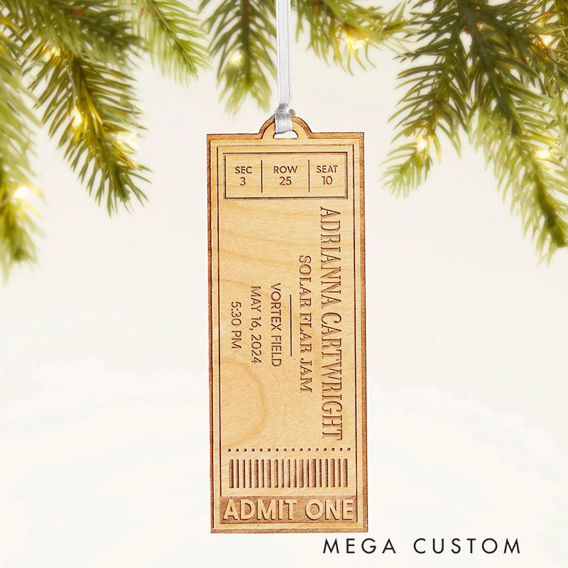 Personalized Favorite Concert Ticket Personalized Wood Ornament Christmas Gift Christmas Ornament Concert Tickets Memory Ornament for Him for Her