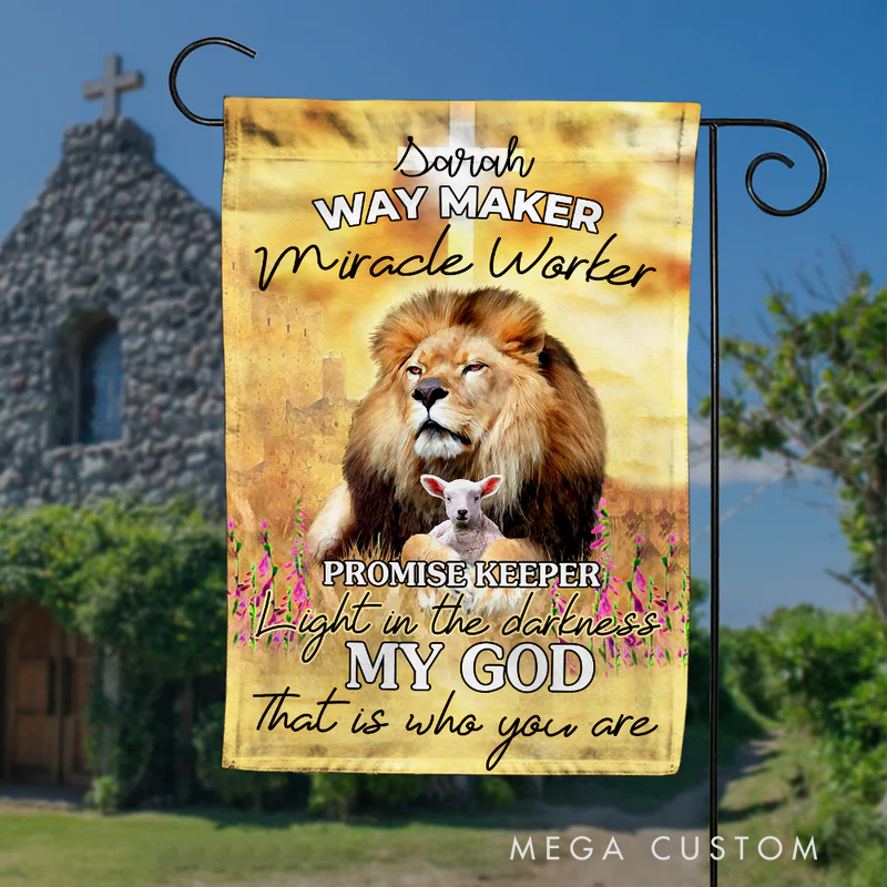 Personalized Jesus Behold the Lamb of God Garden Flag with Text Yard Porch Decor Christmas Religious Gift for Family Christian