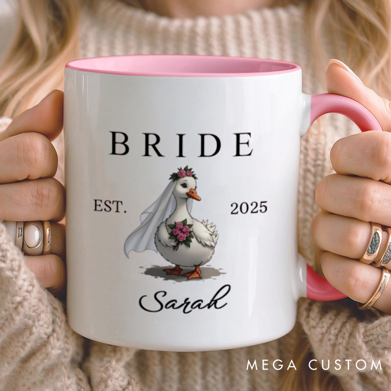 Personalized Bride and Groom Silly Goose Matching Wedding Couple Mugs