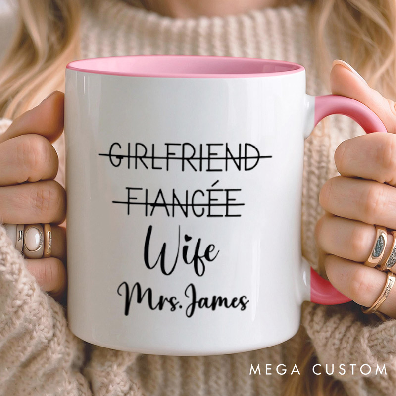 Personalized Playful Relationship Upgrade Husband and Wife Newlyweds Wedding Couple Mugs