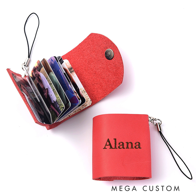 Personalized Mini Photo Keychain Small Custom Leather Memory Photo Mini Cute Picture Keychain for Family Boyfriend Girlfriend Couple Friends