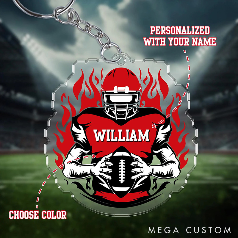 [Copy]Personalized American Football Player Acrylic Keychain with Custom Number 