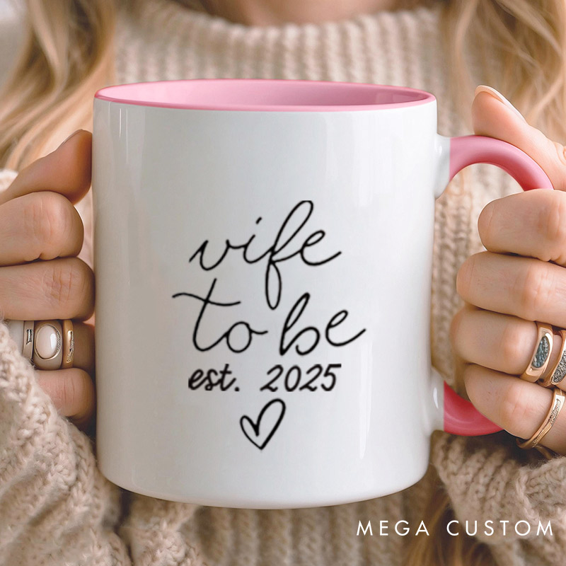 Personalized Wife To Be and Husband To Be with Year Engagement Couple Mugs