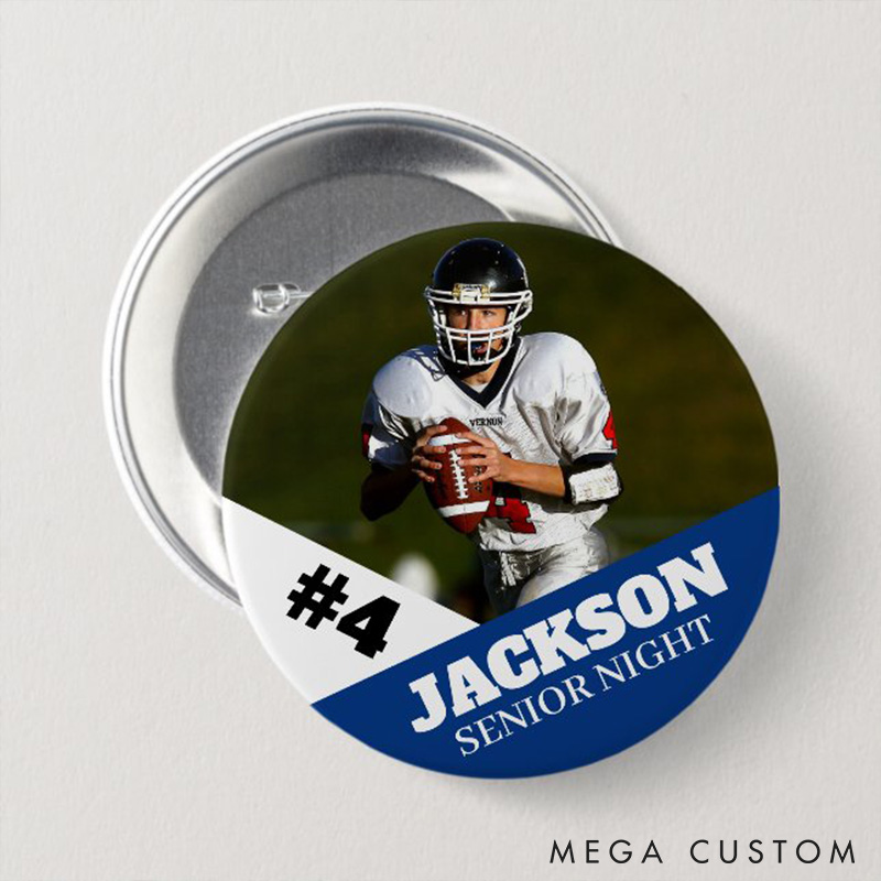 [Copy]Personalized American Football Button Pin with Custom Your Photo and Number