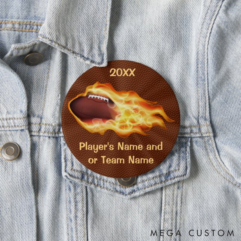 [Copy]Personalized Senior Night American Football Button Pin with Custom Your Photo, Name, Text and Number