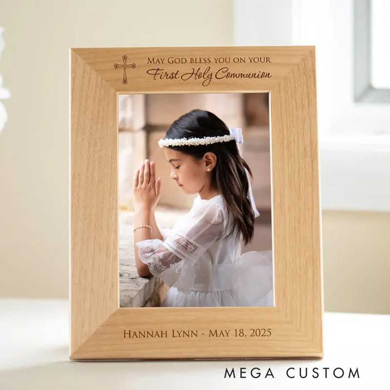 Personalized First Communion Picture Frame with Name First Communion Gifts for Girls Boys Best Gift for Christians