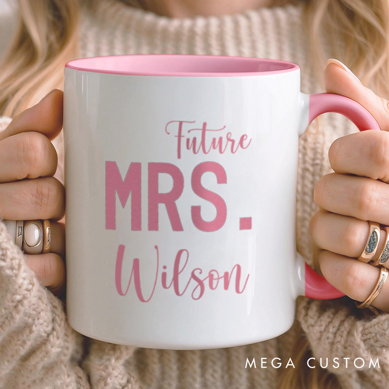 Personalized Modern Mr and Future Mrs Engagement Couple Mugs