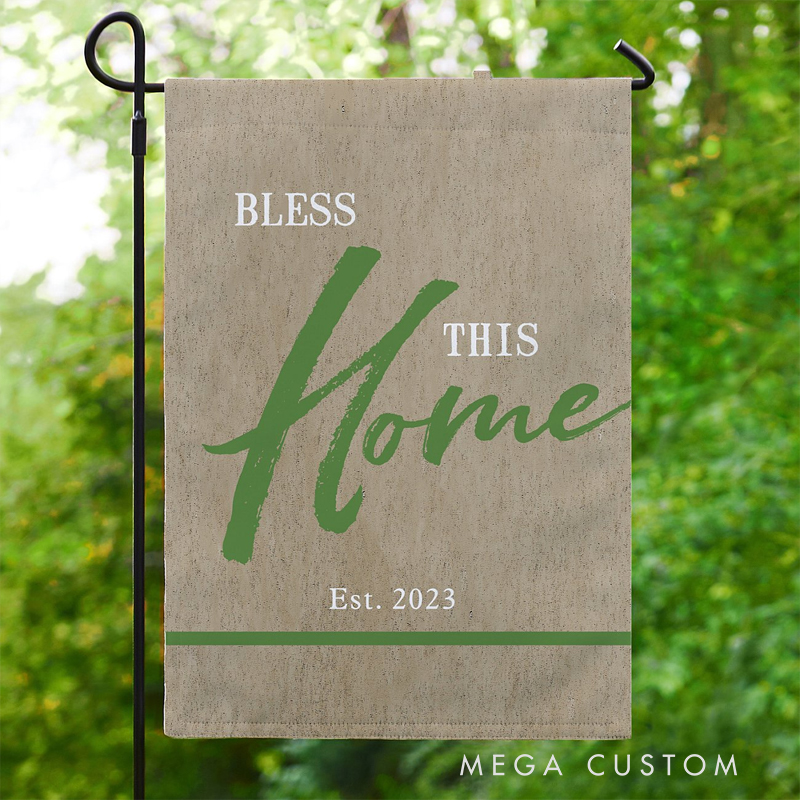 Personalized Our Home is Blessed Garden Flag with Text Yard Porch Decor Christmas Religious Gift for Family Christian