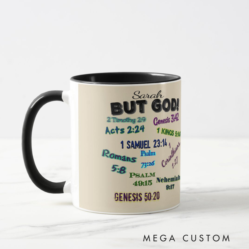 Personalized But God Mug with Name Birthday Religious Baptism Gift for Family Friends Christians