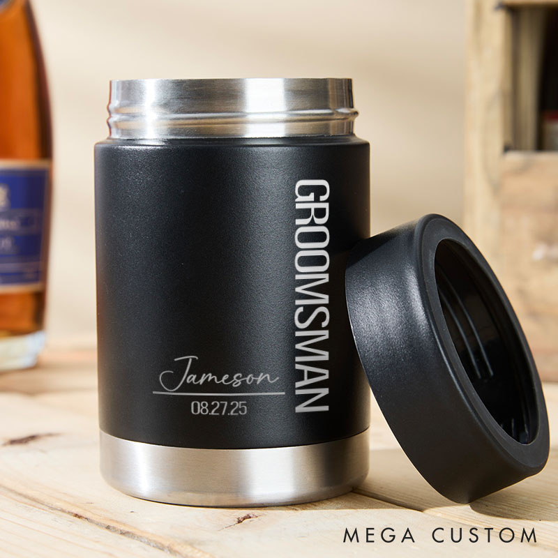 Personalized Groomsmen Wedding Party Can Coolers Engraved Groomsmen Proposal Gift Can Cooler Bachelor Party Gift Can Holder for Him