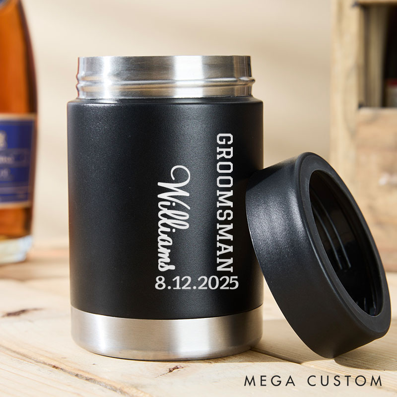 Personalized Wedding Can Coolers for Groom and Groomsmen Unique Bachelor Party Favors Can Holder Best Man Gift Tumbler for Men