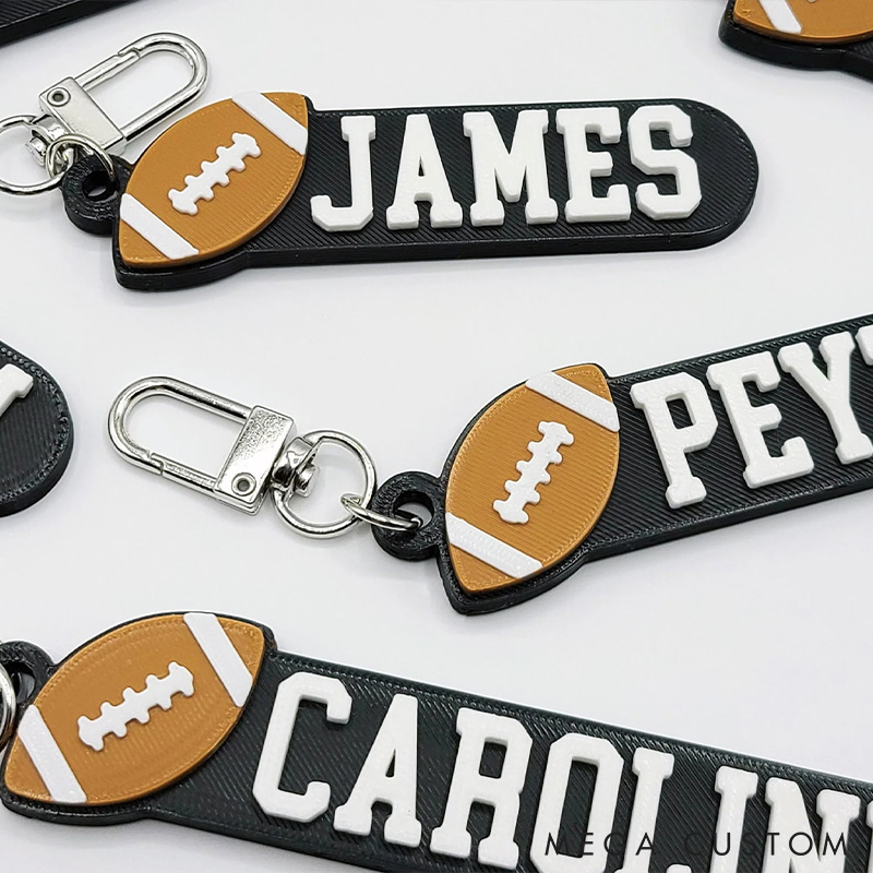 Personalized American Football 3D Printed Hard Plastic Keychains with Custom Your Name 