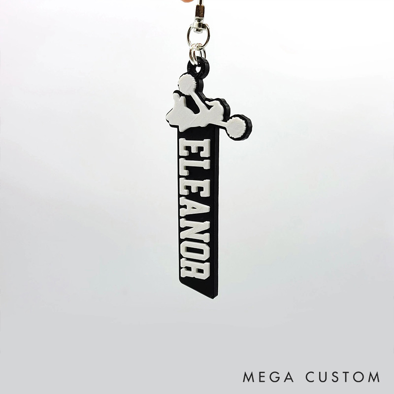 Personalized Cheerleader 3D Printed Hard Plastic Keychains with Custom Your Name 