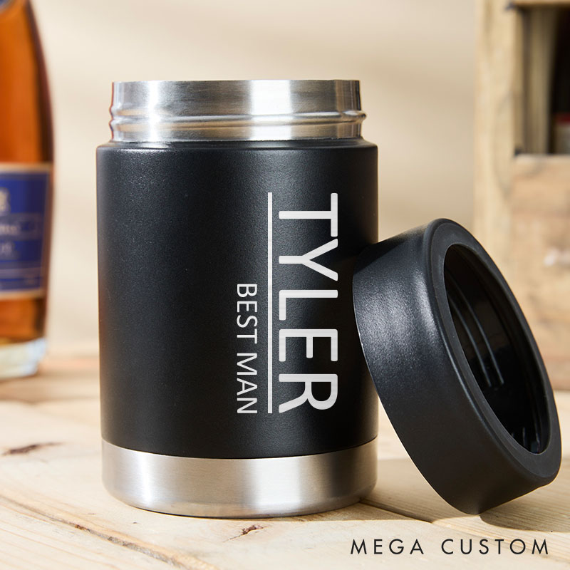 Personalized Groomsmen and Best Man Can Coolers Wedding Party Gifts with Names and Dates Bachelor Party Favors Can Holder