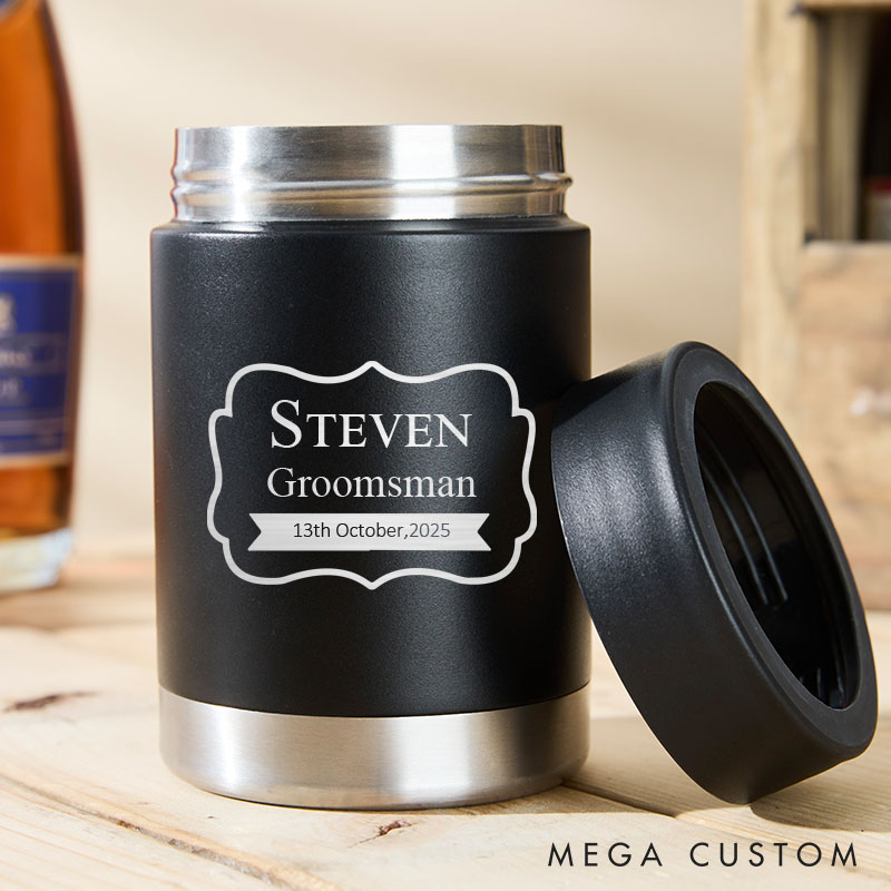 Personalized Unique Wedding Party Can Coolers for Groom and Groomsmen Bachelor Party Keepsakes Can Holder for Men