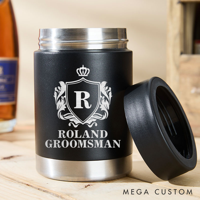 Personalized Initial Wedding Party Can Coolers Bachelor Party Can Cooler for Groom Best Man Groomsmen Proposal Can Holder