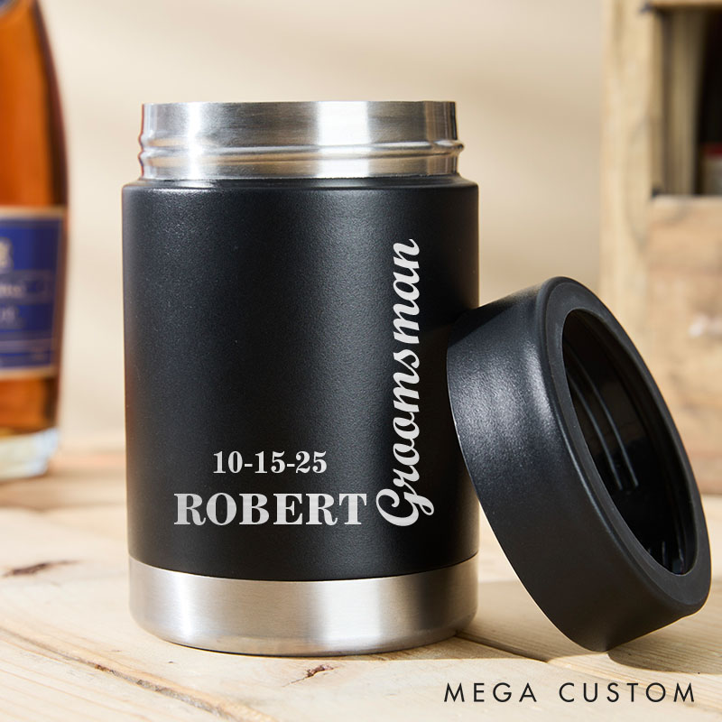 Personalized Initial Can Coolers for Wedding Party Groom and Groomsmen Gifts Bachelor Party Can Holder Best Man Gift Can Cooler